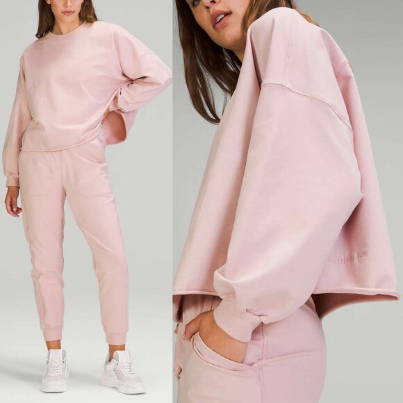Lululemon LA Oversized Boxy Crew Sweatshirt Size XL/XXL Porcelain Pink Raw Hem - Picture 1 of 16